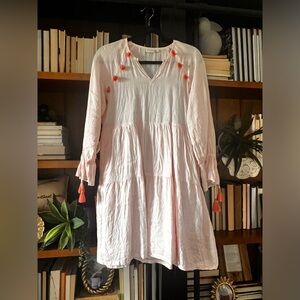 Pink Dress with Red Tassels